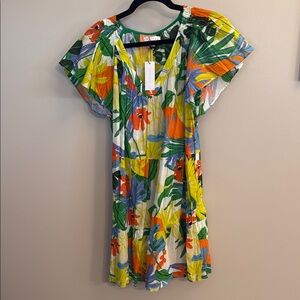 Velvet Yellow Orange Sundress with Flutter Sleeves